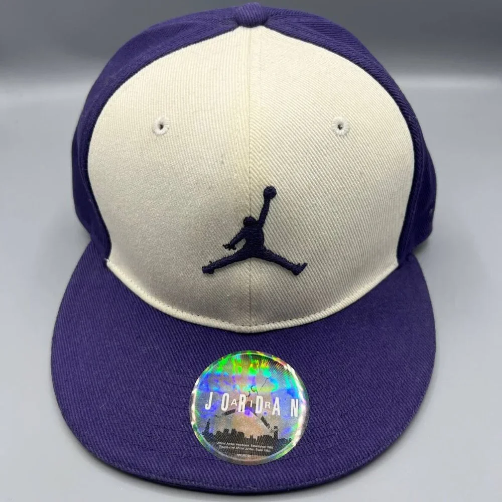 Air Jordan Hat Men 7 White‎ Purple Jumpman Fitted Cap